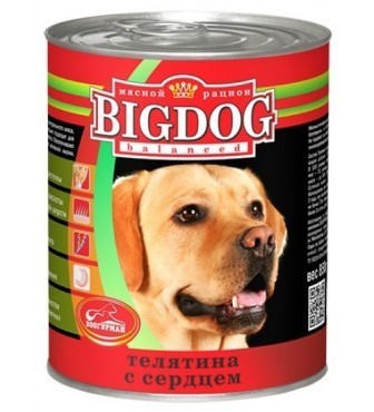 BIG DOG (Биг Дог) - Консервы для собак Телятина с сердцем 850 гр