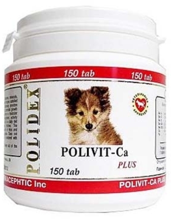 Polidex Polivit-Ca Plus (Полидекс Поливит Кальций Плюс) - Витаминная добавка для для щенков, беременных и кормящих сук с кальцием 150 таб.