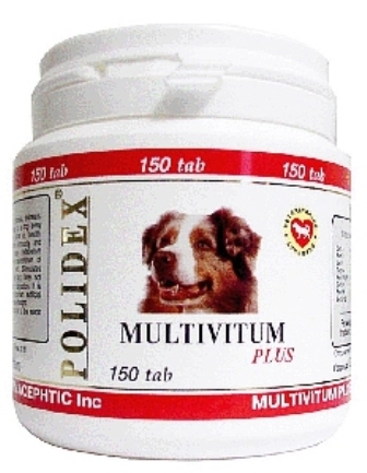 Polidex Multivitum Plus (Полидекс Мультивитум Плюс) - Витаминная добавка для собак мультивитаминный комплекс 150 таб.