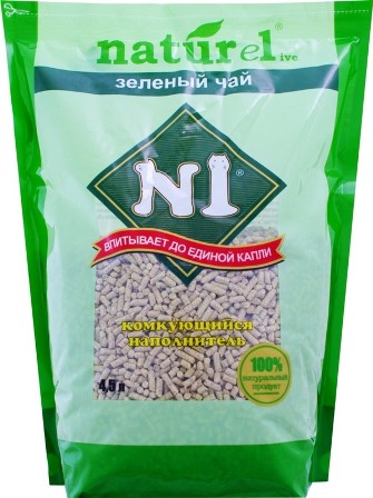 №1 Crystals Naturel (№1 Кристалс Натурель) - Комкующийся древесный (гималайский кедр) наполнитель Зеленый чай 4,5 л