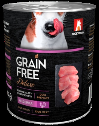 Grain Free Dog - Консервы для собак Индейка 350 гр