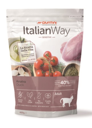 ITALIAN WAY - Беззерновой корм для кошек с чувствительным пищеварением со свежей уткой 1,5 кг