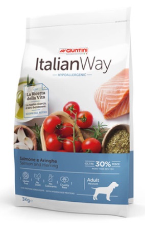 ITALIAN WAY - Безглютеновый корм для собак с чувствительной кожей, лосось и сельдь  3 кг