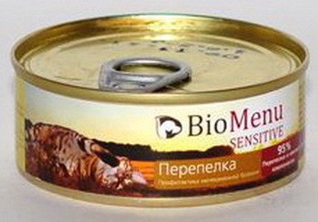 BioMenu Sensitive (БиоМеню Сенситив) - Консервы для кошек Перепелка 100 гр