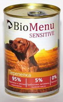 BioMenu Sensitive (БиоМеню Сенситив) - Консервы для собак Перепелка 410 гр
