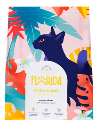 Florida - Сухой корм для взрослых кошек с курицей и яблоком 800 гр