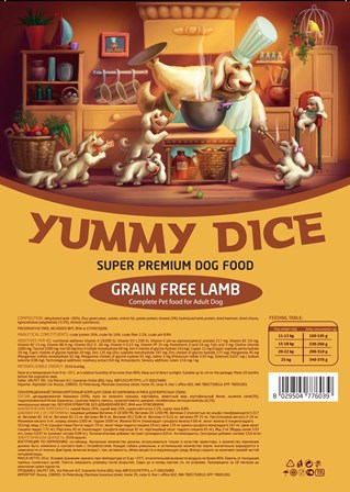 Yummi Dice - Сухой корм для собак Ягненок БЕЗЗЕРНОВОЙ 12 кг