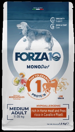 Forza Medium Diet Low Grain Cavallo 26/14 - Корм для взрослых собак средних пород из конины, гороха и риса (для сокращения пищевой аллергии и непереносимости ингредиентов корма и питательных веществ) 12 кг