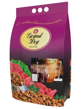 Grand Dog - Ostrich с мясом страуса для собак средних и крупных пород 10 кг