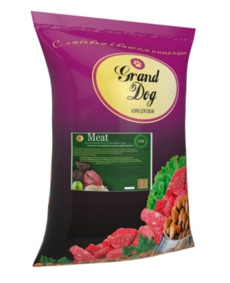Grand Dog - Meat корм супер премиум класса для собак средних и крупных пород с кусочками говяжьх мясопродуктов 20 кг
