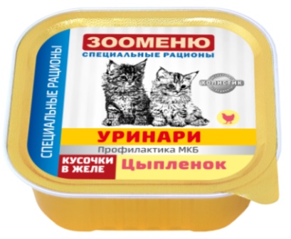 Зооменю - Консервы для кошек УРИНАРИ Цыпленок 100 гр
