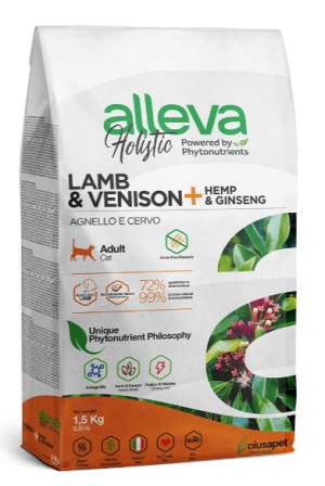 ALLEVA HOLISTIC CAT ADULT Lamb&amp;Venison - Корм для взрослых кошек Ягненок и Оленина (БЕЗЗЕРНОВОЙ) 1,5 кг