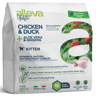 ALLEVA HOLISTIC KITTEN Chicken&amp;Duck - Корм для котят Курица и Утка (БЕЗЗЕРНОВОЙ) 400 гр