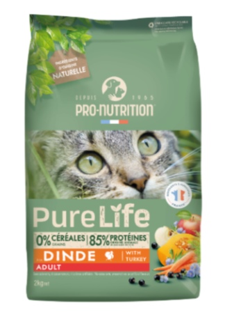 Flatazor - Корм для кошек PURE LIFE Adult для кошек (индейка) 2 кг