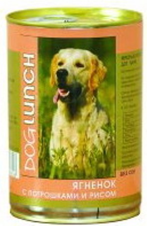Dog Lunch (Дог Ланч) - Консервы для собак Ягненок-потрошки-рис 410 гр