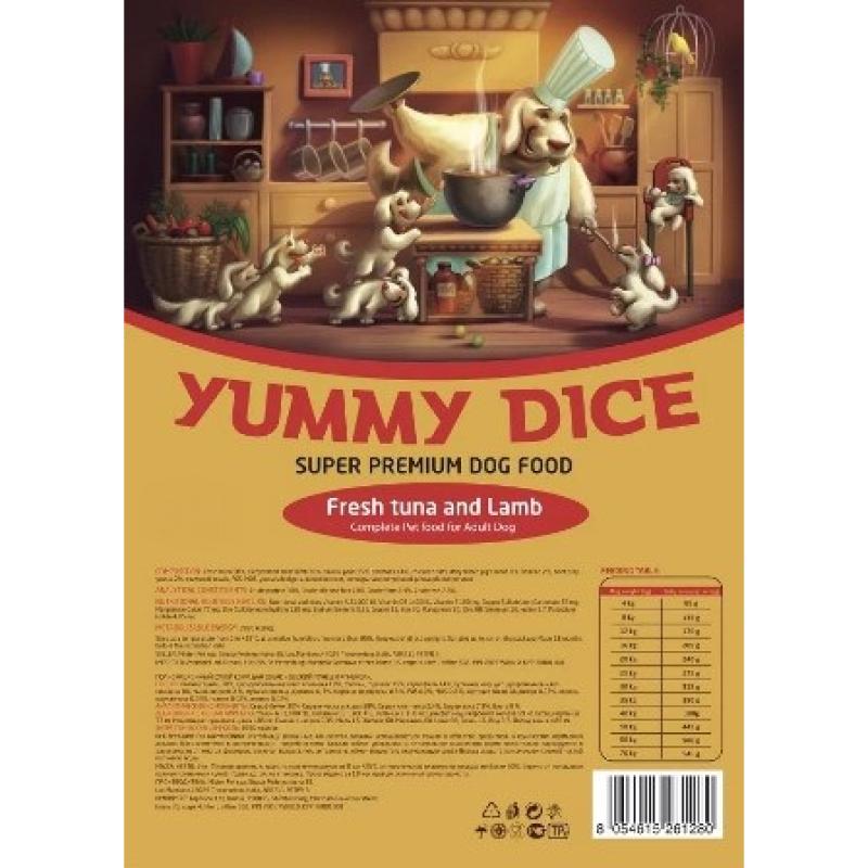Yummi Dice - Сухой корм для собак Тунец и Ягненок 20 кг